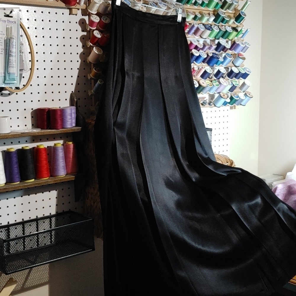 VTG Something! Oscar De la Renta Black Satin Maxi Skirt XXS-XS